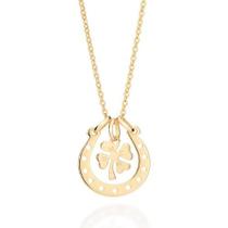 Gargantilha pingente trevo ferradura banhado a ouro 18k rommanel