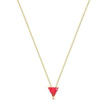 Gargantilha Pingente Triângulo Zircônia Rubi Folheada A Ouro