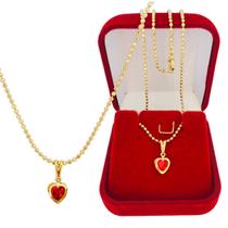 Gargantilha Presente Namoradas Ponto De Luz Zircônia Coração Folheada a Ouro 18k