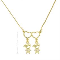 Gargantilha PRI Style 2 Filhos Folheada A Ouro 18K Antialérgica Com Zircônias