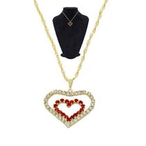 Gargantilha PRI Style Folheada A Ouro 18K Antialérgica E Pingente Coração Duplo De Strass