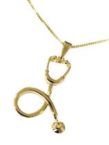 Gargantilha Profissões Folheada Com Pingente Estetoscópio