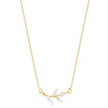 Gargantilha Ramos De Folhas Laterais Com Zircônias Cristal