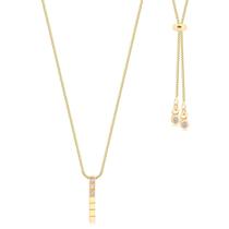 Gargantilha Regulável Ping Palito Trio Cristal Folheada Ouro