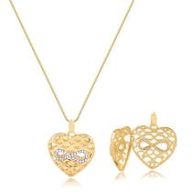 Gargantilha Relicario Com Infinitos E Pedras De Zircônias Gargantilha Relicario Com Infinitos E Pedras De Zircônias