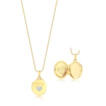 Gargantilha Relicário Coração Cravejado Folheada Ouro Gargantilha Relicário Coração Cravejado Folheada Ouro