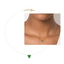 Gargantilha Rommanel fio nylon pingente pedra verde 532562