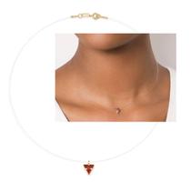 Gargantilha Rommanel fio nylon pingente vermelho 532562