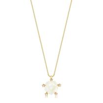 Gargantilha Rosa Em Madre Pérola 10mm Folheada A Ouro