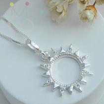 Gargantilha Sol Cravejado - Prata