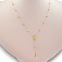Gargantilha Terço Ns. Das Graças 45 Cm Bolinhas 3mm Ouro 18k Amarelo