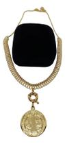 Gargantilha Trançada 5mm Feminina Pingente Banhada a Ouro Gargantilha Trançada 5mm Feminina Pingente Banhada a Ouro