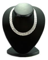 Gargantilha Trançada 8 Fios Fem. Prata Maciça 925 45cmx12mm