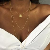 Gargantilha tripla coração - Dourado - ouro Branco Gargantilha tripla coração - Dourado - ouro Branco