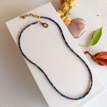 gargantilha unissex de miçangas azul brilhante Choker gargantilha unissex de miçangas azul brilhante Choker