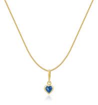 Gargantilha Veneziana Ponto de Luz Coração Azul 40cm 4mm Em Ouro 18k