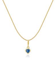 Gargantilha Veneziana Ponto de Luz Coração Azul 45cm 4mm Em Ouro 18k