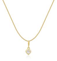 Gargantilha Veneziana Ponto de Luz Coração Branco 45cm 4mm Em Ouro 18k