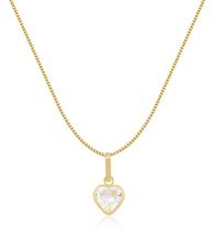 Gargantilha Veneziana Ponto de Luz Coração Branco 45cm 6mm Em Ouro 18k