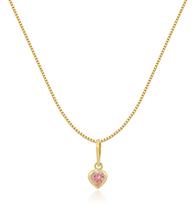 Gargantilha Veneziana Ponto de Luz Coração Rosa 45cm 4mm Em Ouro 18k