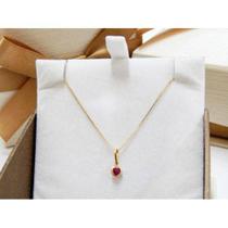 Gargantilha Veneziana Ponto de Luz Coração Vermelho 40cm 4mm Em Ouro 18k Gargantilha Veneziana Ponto de Luz Coração Vermelho 40cm 4mm Em Ouro 18k