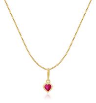 Gargantilha Veneziana Ponto de Luz Coração Vermelho 40cm 4mm Em Ouro 18k