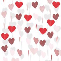 Garland Decorations Pengruru Heart 12m 4 fios rosa vermelho glitter