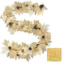 Garland Ghropy Fall Maple Leaf 1,8 m com luzes de Ação de Graças