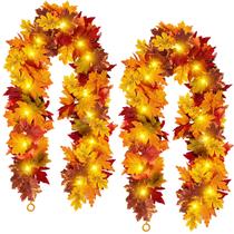 Garland KVCSYAW Fall Maple Leaf com luzes amarelas 11,8 pés, 2 unidades