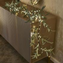 Garland Olive Garland BAOLITVINE iluminada com 96 luzes LED de fada Garland Olive Garland BAOLITVINE iluminada com 96 luzes LED de fada