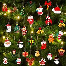 Garma 36PCS Mini Resina Enfeites de Natal Tiny Christmas Tree Decorations Set vem com corda pequeno enfeite de Natal pendurado para decorações de árvore de Natal