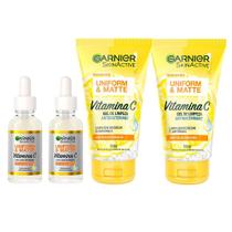 Garnier Antimarcas Vitamica C Kit - 2x Gel de Limpeza Facial + 2x Sérum Facial Antimarcas
