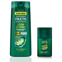 Garnier Hair Care Fructis Men's Grow Strong Cooling 2N1 Shampoo and Conditioner with Cooling Scalp Technology, Matte and Messy Liquid Hair Putty for Men, Medium Hold with No Wax, 1 Kit