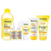 Garnier Rotina Completa Kit - Creme de Limpeza + Água Micelar + 2 Séruns Faciais + Protetor Solar + Gel de Limpeza - Garnier Skin