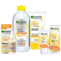 Garnier Skin Uniform & Matte Vitamina C Kit Sérum + Gel de Limpeza + Água Micelar + Protetor Solar cor Média