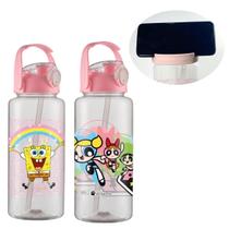 Garrafa 2 Litros Infantil com Canudo Bob Esponja ou Meninas Superpoderosas