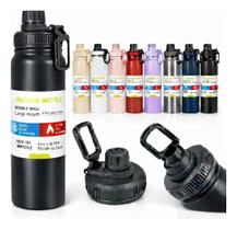 Garrafa Aço Inox Térmica 800ml Água Academia Viagem Squeeze Alça Bico Vacuo