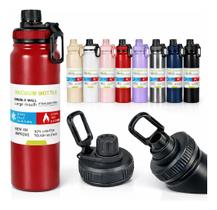 Garrafa Aço Inox Térmica 800ml Água Academia Viagem Squeeze Alça Bico Vacuo