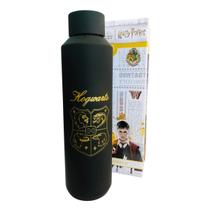 Garrafa Acqua Harry Pottter Brasão Hogwarts Preto e Dourado