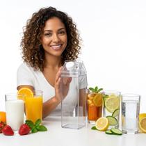 Garrafa Acrílica Transparente 1L Hermética Com Vedação Leite Suco Chá KIT:1 UNIDADE