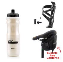 Garrafa Agua Gelada Mtb Bike 600 Ml +suporte Md c/ parafusos +bolsa De Selin - ptk