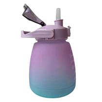 Garrafa Água Suco 1,3 Litro Infantil Tie Dye Completa Canudo Adesivos + Alça