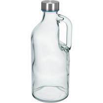 GARRAFA ÁGUA SUCO LEITE COM ALÇA HOME&CO TAMPA INOX VIDRO 1L 24x10x10cm TRANSPARENTE