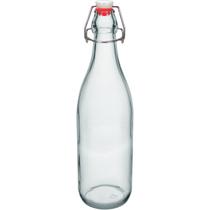 GARRAFA ÁGUA SUCO LEITE HOME&CO COM TRAVA NA TAMPA VIDRO 1L 32x8x8cm TRANSPARENTE