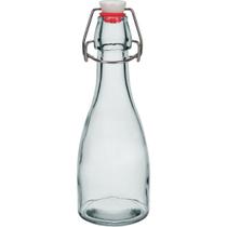GARRAFA ÁGUA SUCO LEITE HOME&CO COM TRAVA NA TAMPA VIDRO 250ml 21x7x7cm TRANSPARENTE