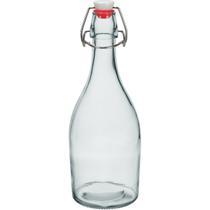 GARRAFA ÁGUA SUCO LEITE HOME&CO COM TRAVA NA TAMPA VIDRO 500ml 26x9x9cm TRANSPARENTE