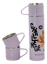 Garrafa Agua Térmica 500ml Com 3 Xícaras Antivazamento Café GDR1015 Garrafa Agua Térmica 500ml Com 3 Xícaras Antivazamento Café GDR1015