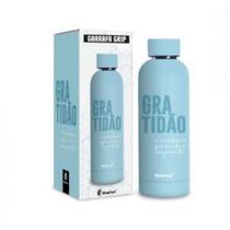 Garrafa água térmica grip 500ml frases gratidão e reconhecer - Brasfoot Presentes