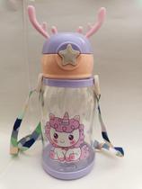 Garrafa Alce Estampa Unicornio Roxa E Rosa 550 Ml Água