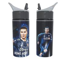 Garrafa Alumínio Infantil CR7 Cristiano Ronaldo Escolar com Nome Personalizado Garrafa Alumínio Infantil CR7 Cristiano Ronaldo Escolar com Nome Personalizado